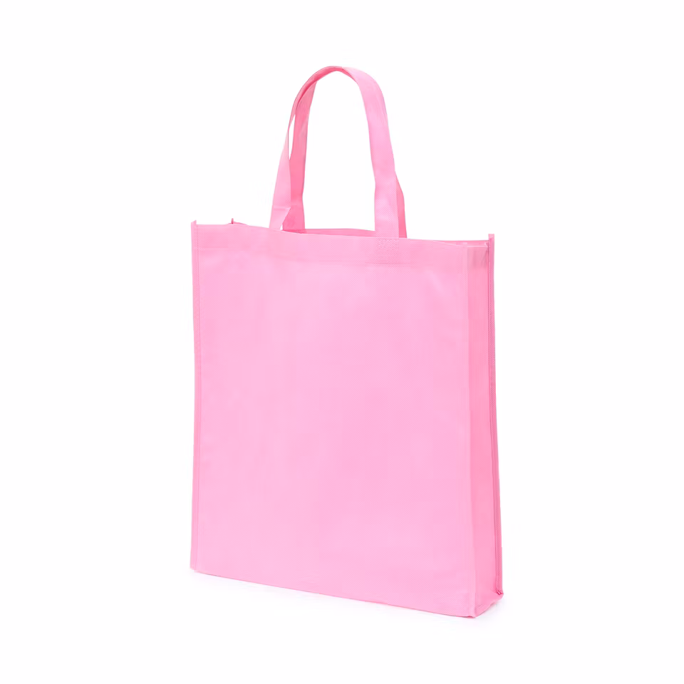 Tygpåse i non-woven material med bälg, korta handtag