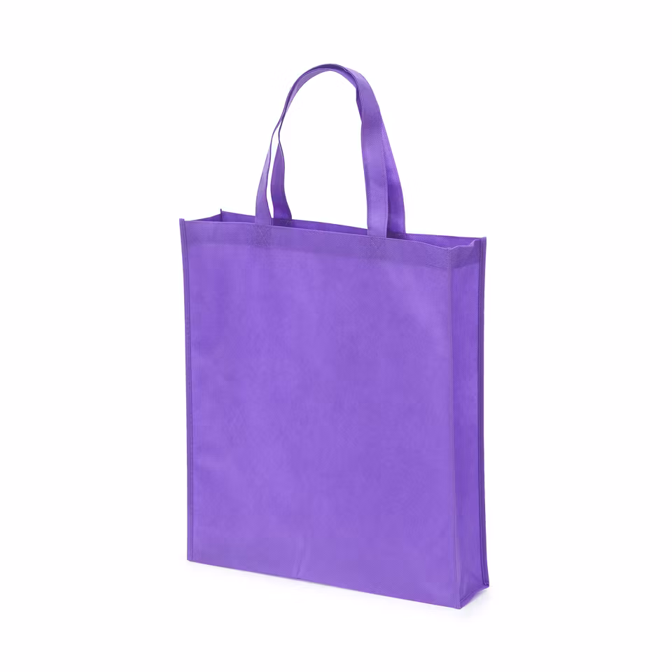 Tygpåse i non-woven material med bälg, korta handtag