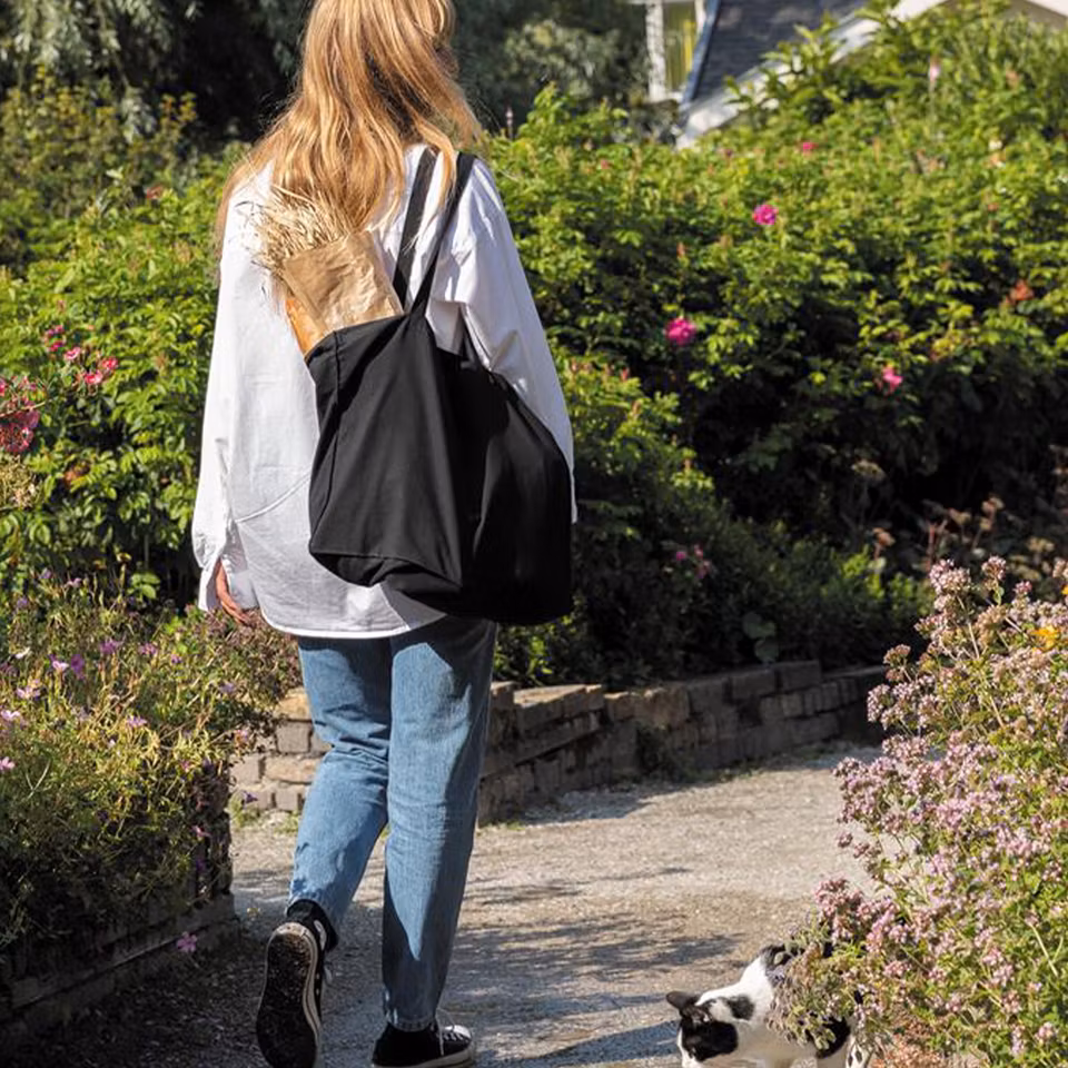 Shoppingkasse i återvunnen bomull med bälg