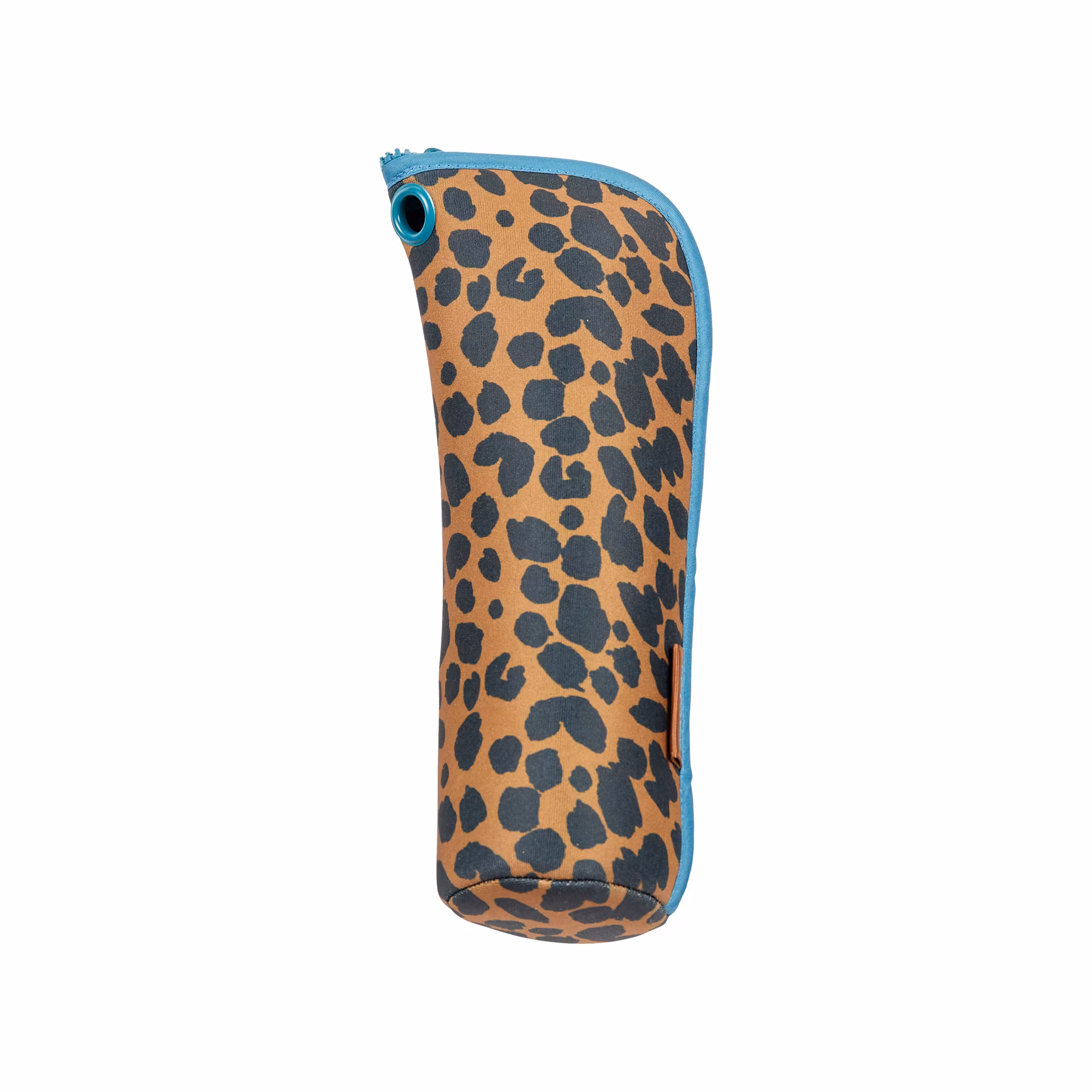 Lilla gula leopardmönstrade paraplyet i fodral