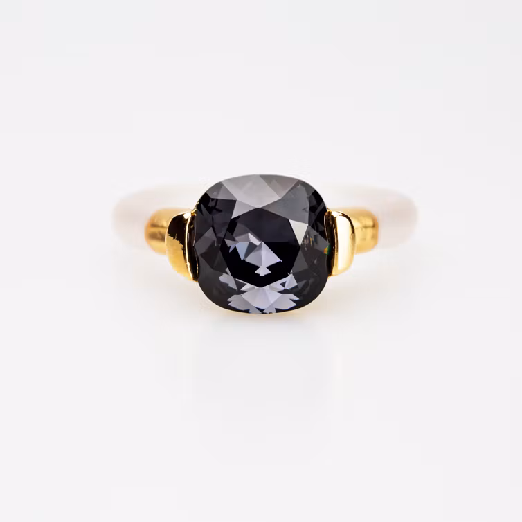 Graphite Square ring guldpläterad på tenn med gummiband