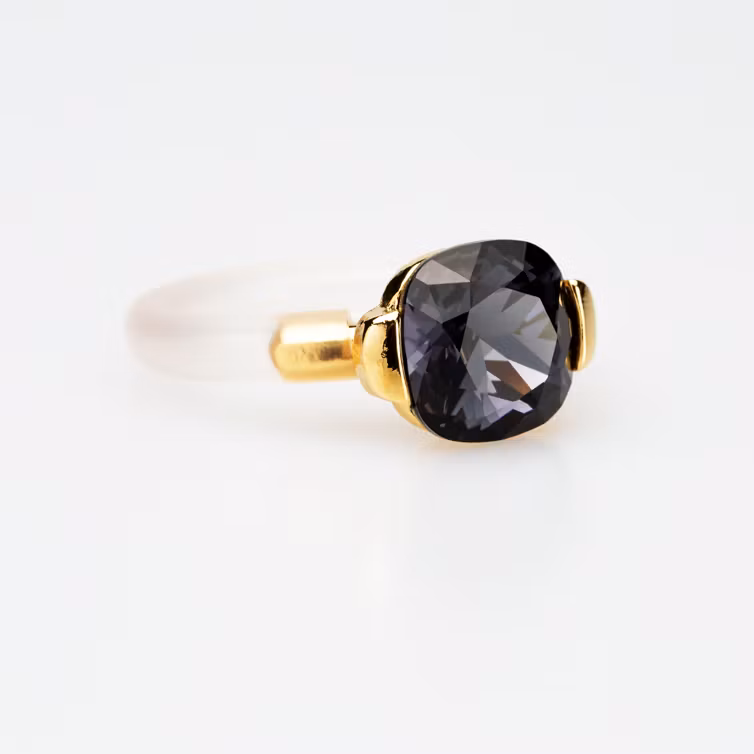 Graphite Square ring guldpläterad på tenn med gummiband