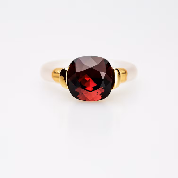 Burgundy Square ring guldpläterad på tenn med gummiband