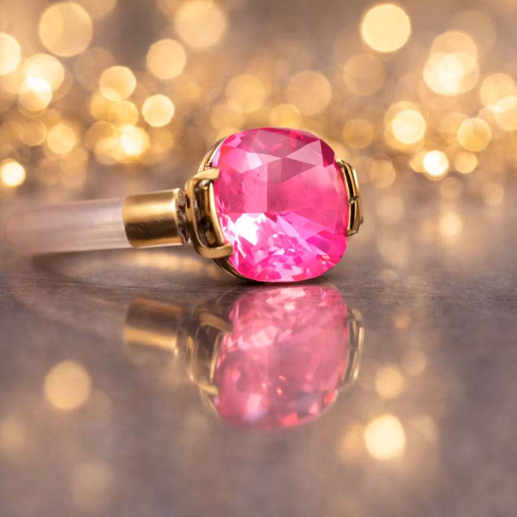 Electric Pink square ring guldpläterad på tenn med gummiband