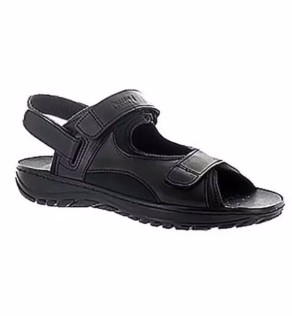Cinnamon - Ella svart skinn hallux valgus sportsandal, avtagbar hälrem