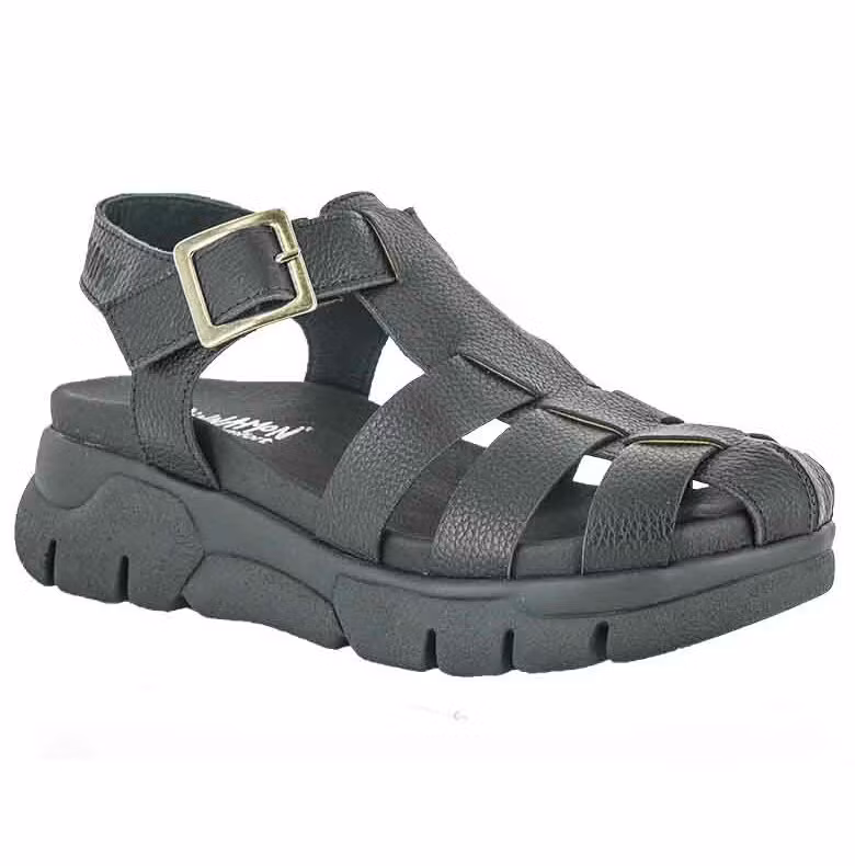 Cinnamon - Freja svart fiskarsandal med stötdämpande sula
