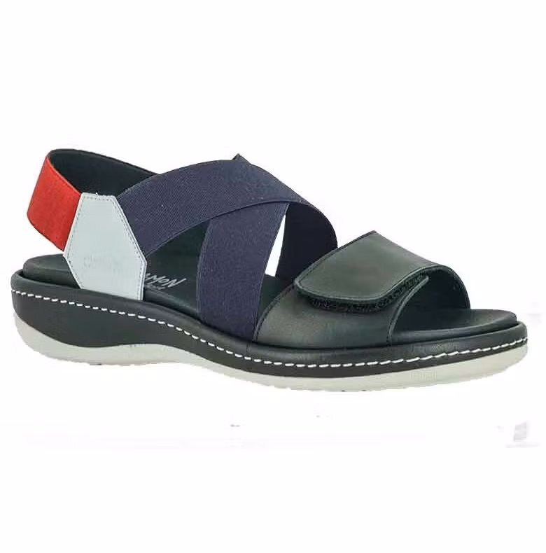 Cinnamon - Helena marin sandal med resårer och kardborre