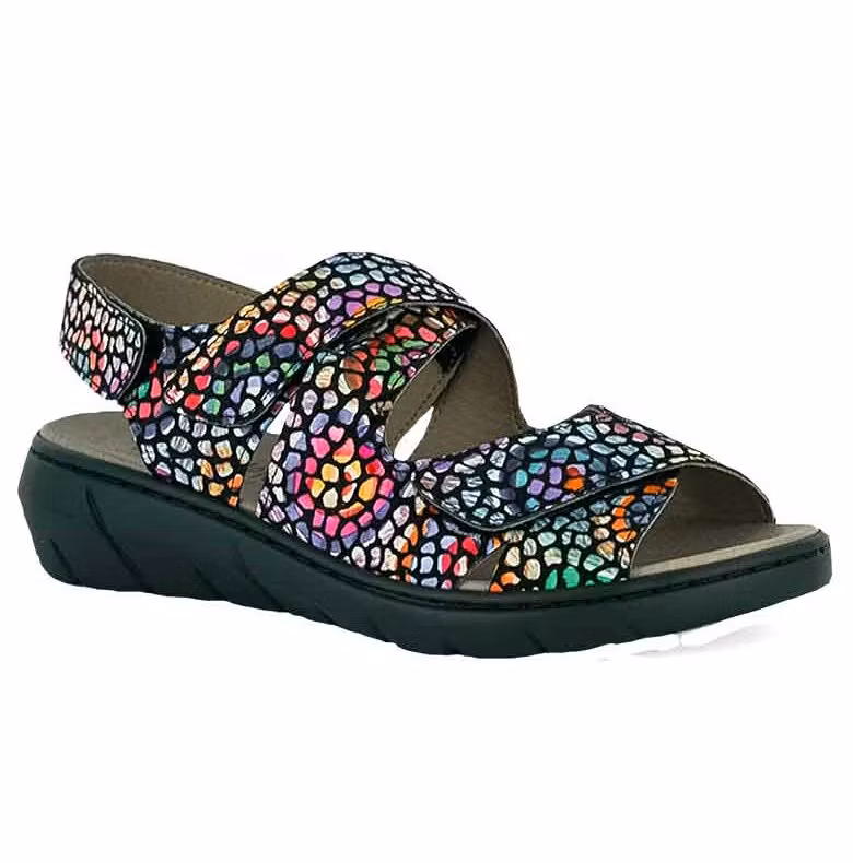 Cinnamon - Sigrid multisvart sandal med kardborrar