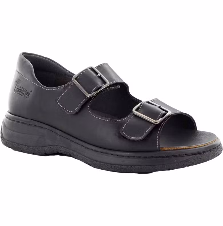 Cinnamon - Sven svart sandal med kardborre och hälkappa
