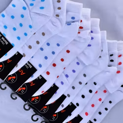 Markoma - Ankelstrumpa vit med färgad prick - Bomull