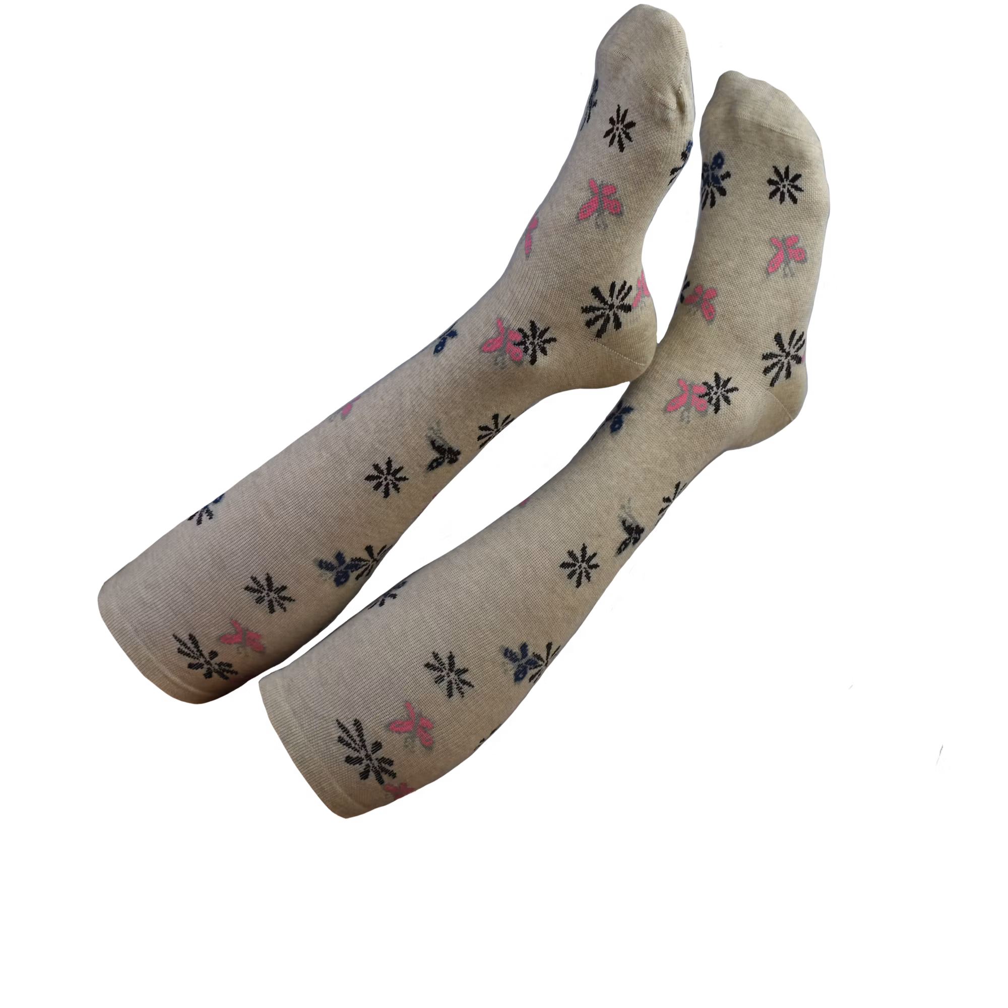 Stödstrumpa fjäril och blomma 18-22 mmHg - utan tåsöm - Bomull