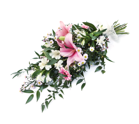 Lösbunden bukett i rosa och vita toner