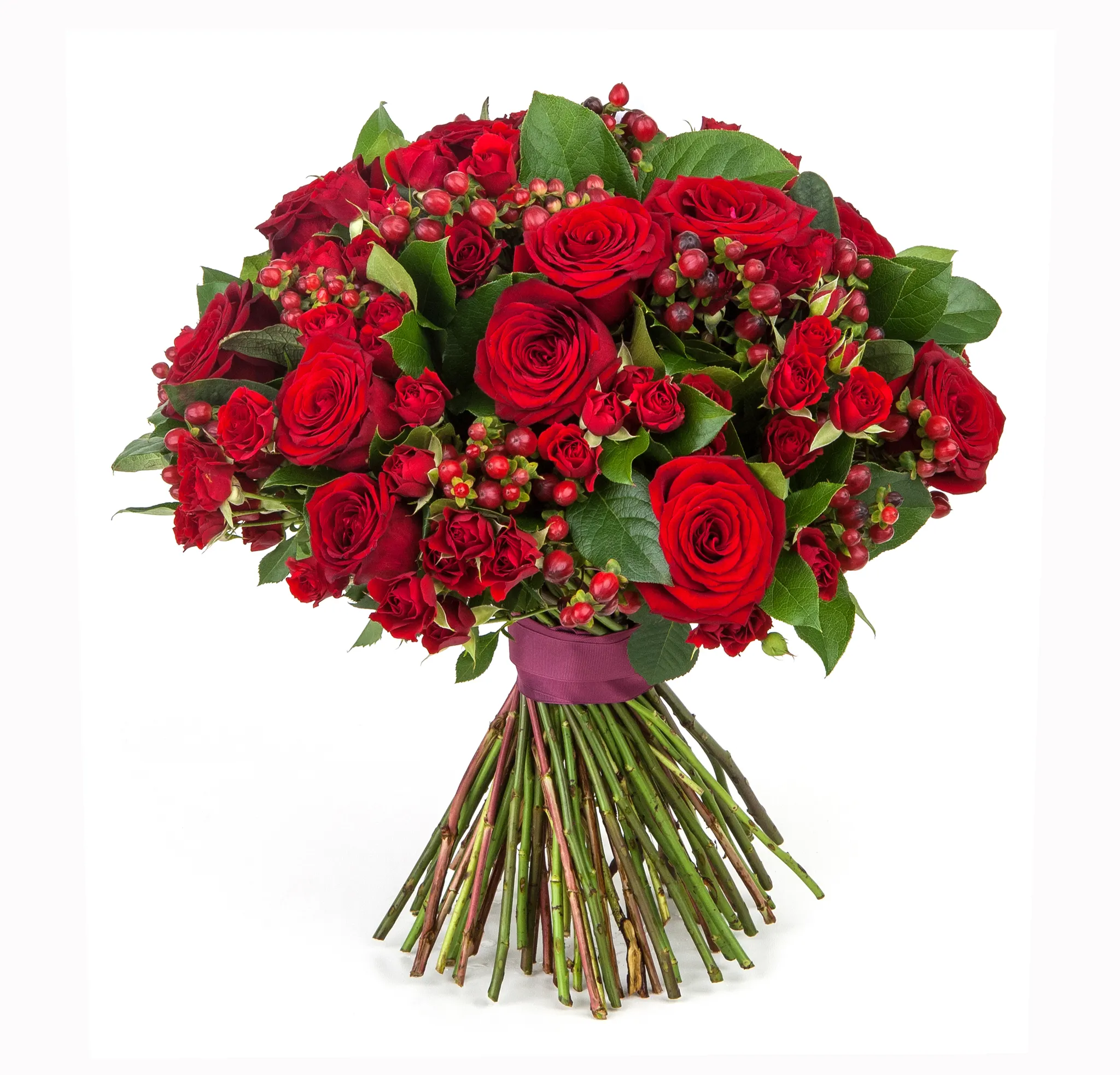 Stående bukett med röda Rosor - Söta Fröken Färg - Blomsterbutik