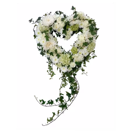 Vitt romantiskt hjärta mellan storlek