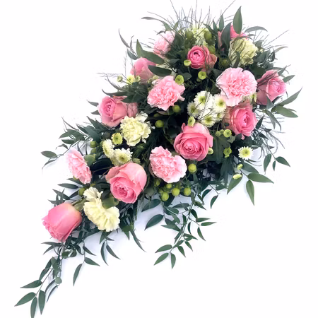 Låg dekoration i rosa och lime