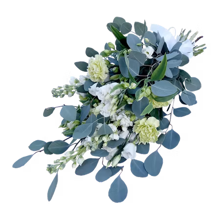 Lösbunden bukett i lime och vitt