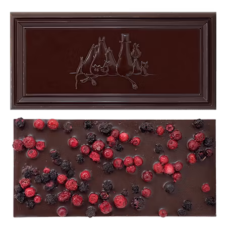 Organic Moomin Chocolate Moomintroll – Mörk choklad 70% med lingon och blåbär