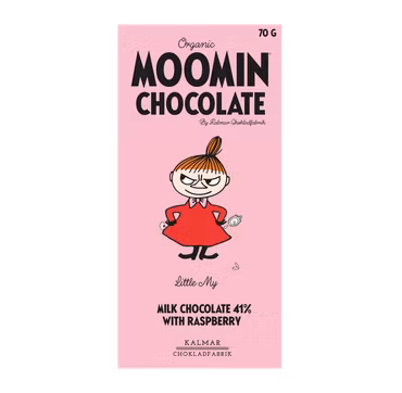 Organic Moomin Chocolate Little My – Mjölkchoklad 41% med hallon
