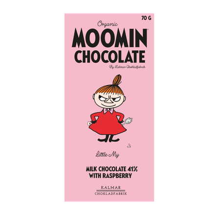 Organic Moomin Chocolate Little My – Mjölkchoklad 41% med hallon