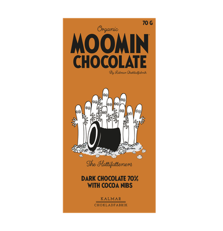 Organic Moomin Chocolate The Hattifatteners – Mörk choklad 70% med kakaonibs