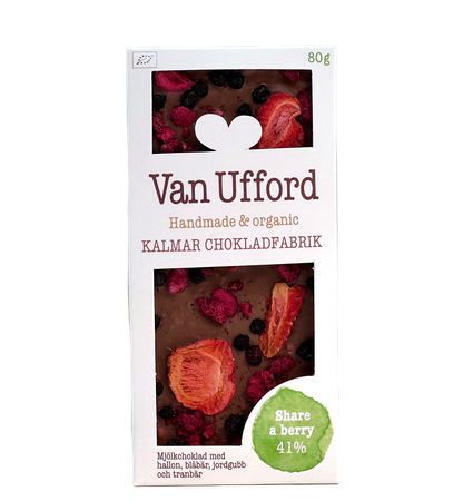 Chokladkaka Share a berry – Mjölkchoklad med hallon, blåbär, jordgubbar och tranbär
