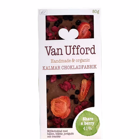 Chokladkaka Share a berry – Mjölkchoklad med hallon, blåbär, jordgubbar och tranbär