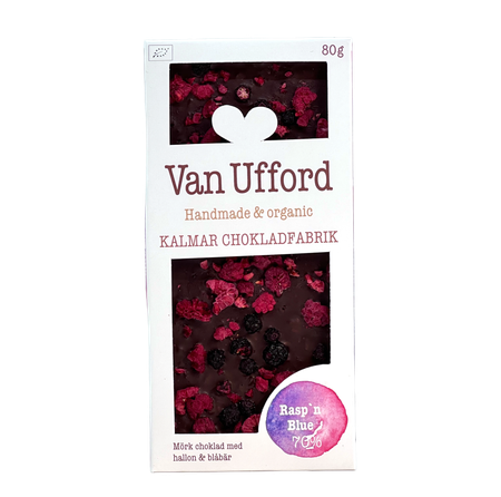 Chokladkaka Rasp’n blue – Mörk choklad med hallon och blåbär