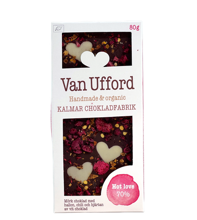 Chokladkaka Hot Love – Mörk choklad med hallon, chili och vit choklad