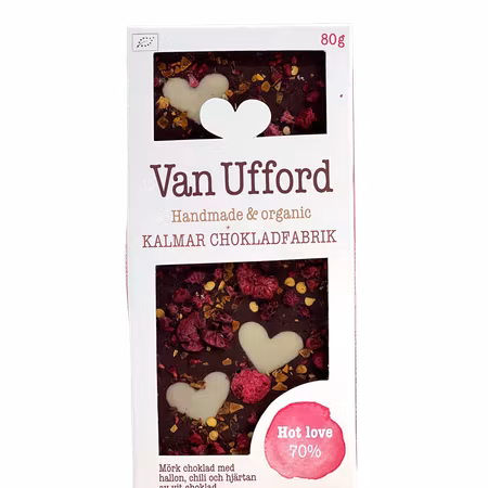 Chokladkaka Hot Love – Mörk choklad med hallon, chili och vit choklad