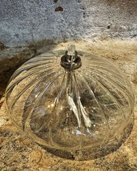 Oljelampa ellipse 10 cm. Klarglas med vågmönster.