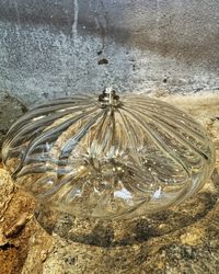 Oljelampa ellipse 14 cm. Klarglas med  vågmönster,