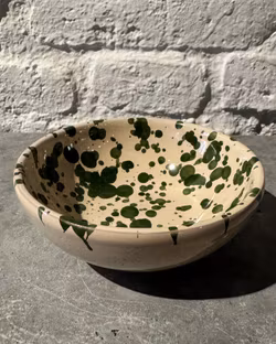 Handgjord skål 12,5 cm. Spruzzi. Flaskgrön.