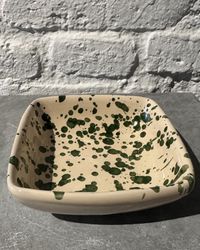 Handgjord skål 13 cm. Spruzzi. Flaskgrön.