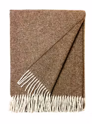 Pläd 100% merinoull. Brunt 130 x 180 cm.