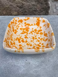 Handgjord skål 13 cm. Spruzzi. Ockragul.