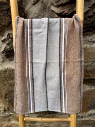 Handduk linne/bomull. Tobaksbrun/beige.
