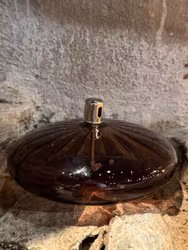 Oljelampa ellipse 14 cm. Bronsfärg med vågmönster,