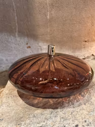 Oljelampa ellipse 18 cm. Bronsfärg med vågmönster.