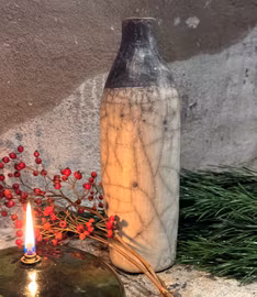 Handgjord flaskformad vas 25 cm.