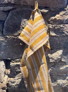 Handduk linne. Randig gul.