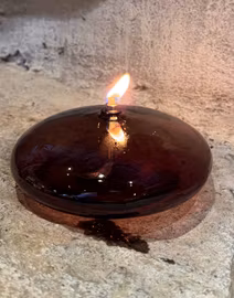 Oljelampa ellipse 14 cm. Bronsfärg.