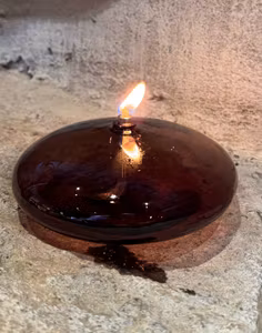 Oljelampa ellipse 14 cm. Bronsfärg.