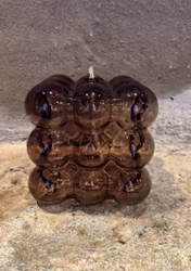 Oljelampa kub med bubblar 12 cm. Bronsfärg.