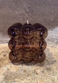 Oljelampa kub med bubblar 12 cm. Bronsfärg.