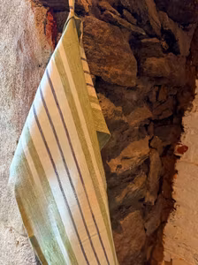 Handduk linne.Randig grön.