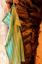 Handduk linne.Randig grön.