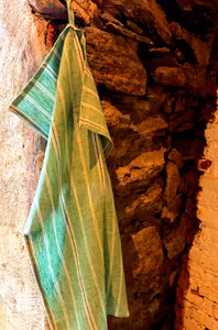 Handduk linne.Randig grön.