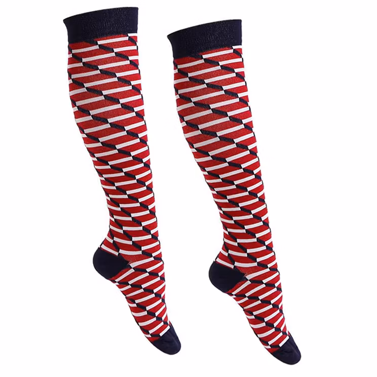Geruite steunkousen (rood)