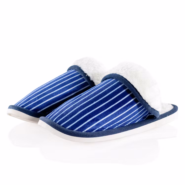 Pantoffels blauw (gestreept)