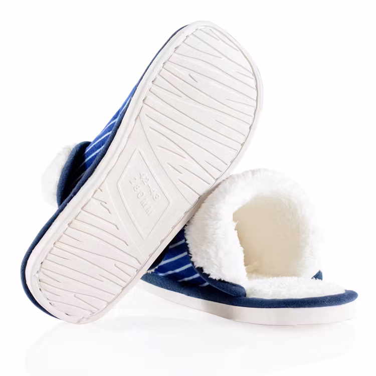 Pantoffels blauw (gestreept)